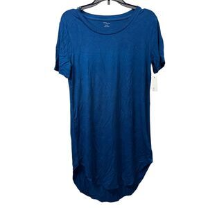 Daily Ritual Women's Jersey Short Sleeve Hi Lo Long T-Shirt Blue Size X-Small